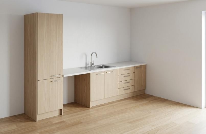 Modern Oak — Modern — flush flat-panel, oak woodgrain, doors on