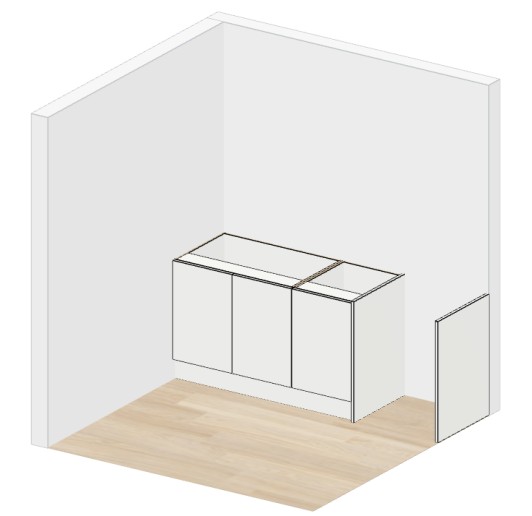 Compact White — cabinet carcases, doors removed