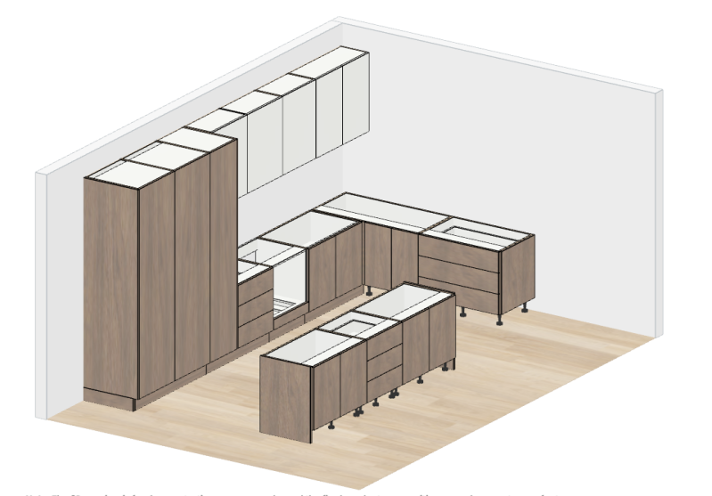 Two-Toned L-Shape — cabinet carcases, doors removed