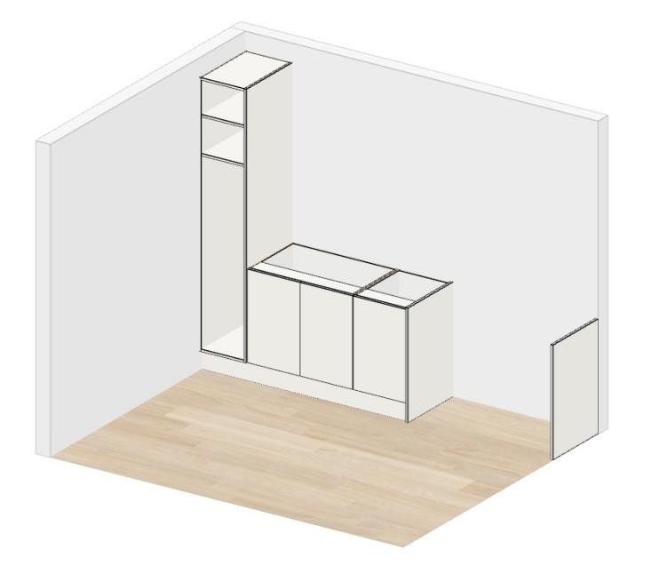 Clean White — cabinet carcases, doors removed