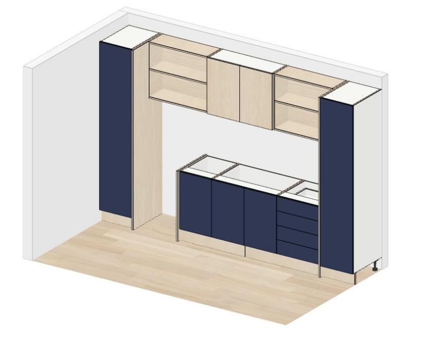 Modern Two Tone — cabinet carcases, doors removed