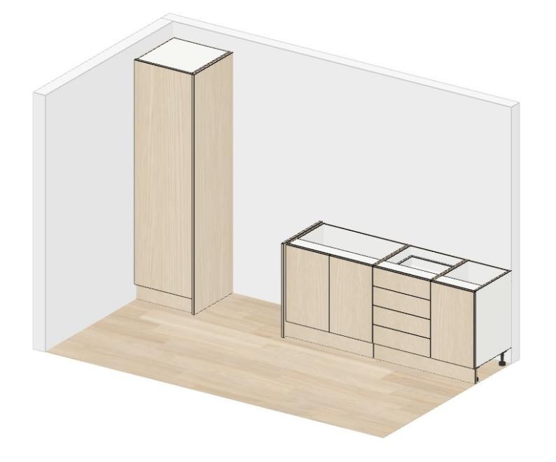 Modern Oak — cabinet carcases, doors removed