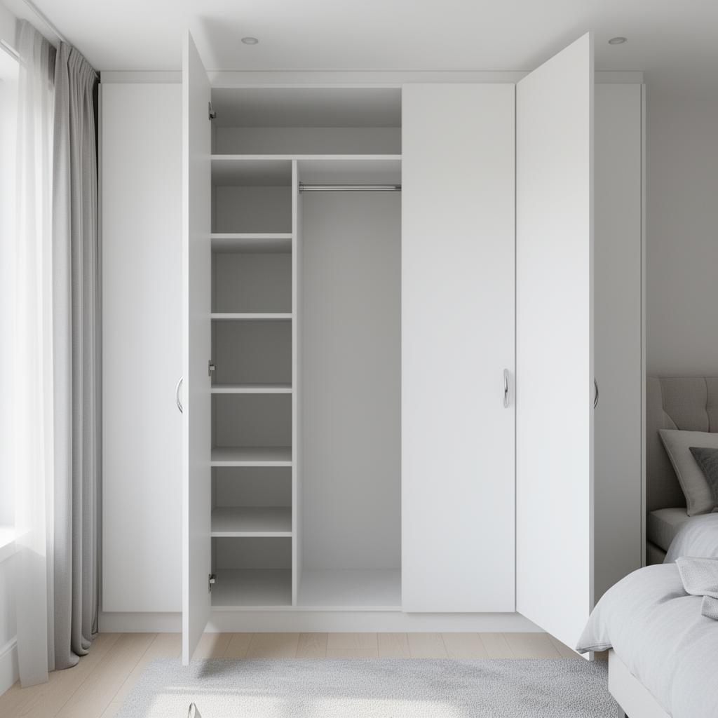 Built-in 2-Door 1.8m — Entry-level — flush flat-panel white, hinged, doors on