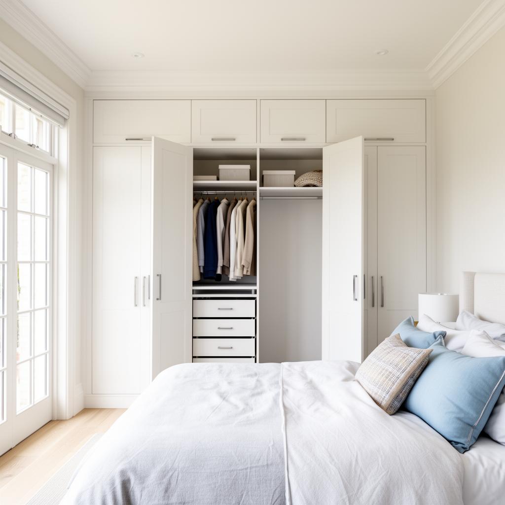 Modern Built-in 2.7m — Modern — flush flat-panel soft white, floor-to-ceiling, doors on